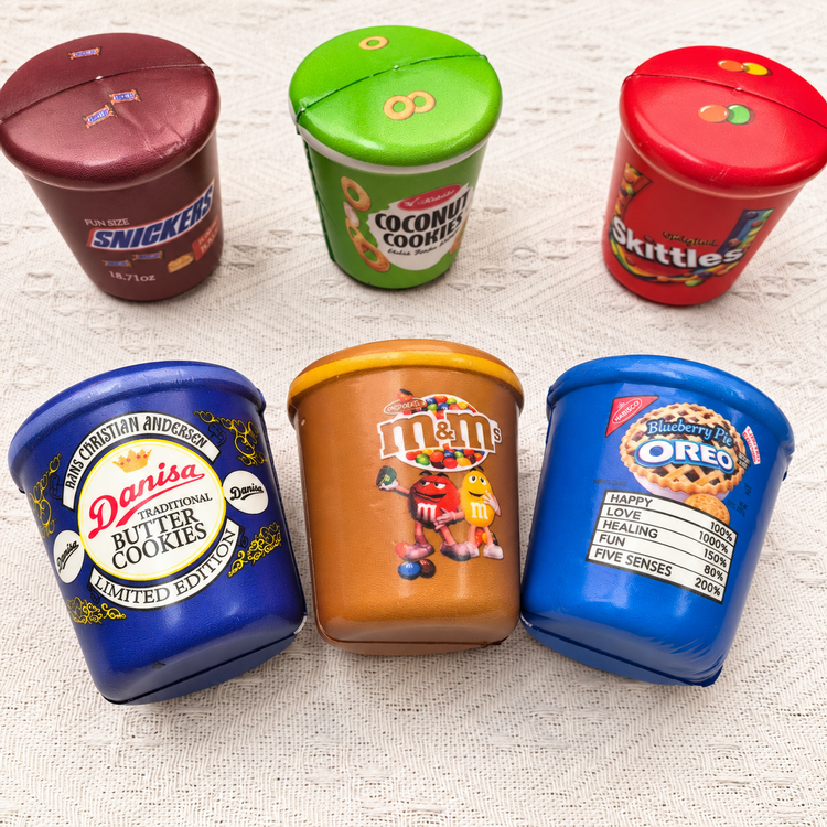 Snack Tub Squishy Set – 6-Piece Slow-Rising Fidgets